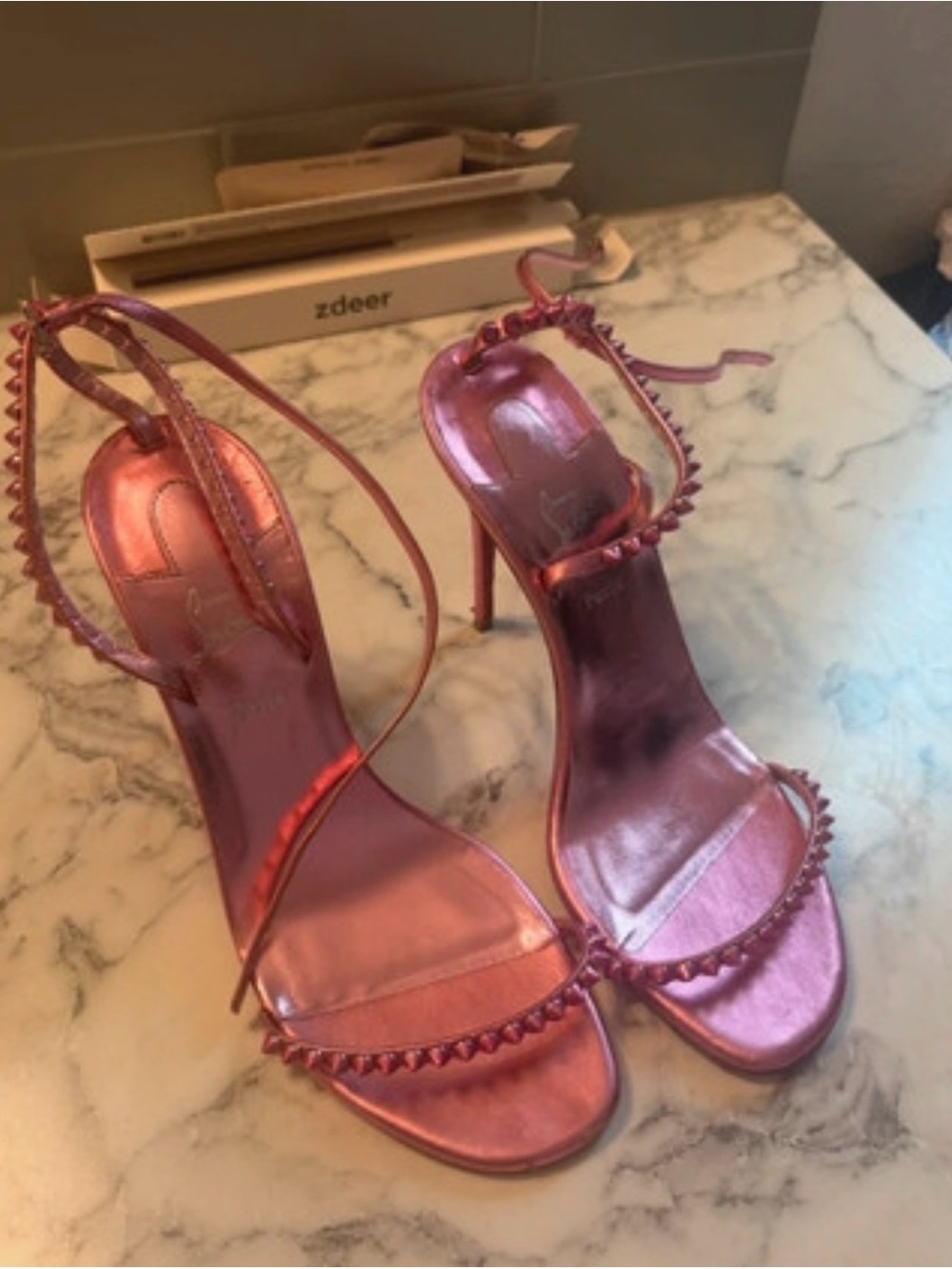 Christian Louboutin
Women's So Me Heeled Sandals Spiked Leather 100 39